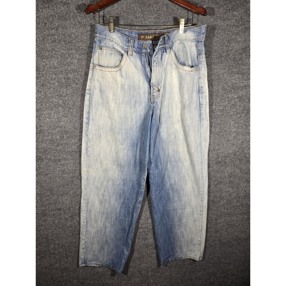 DELF Mens Jeans W30 L32 Light Wash Baggy Relaxed Fit Y2K Skate Denim